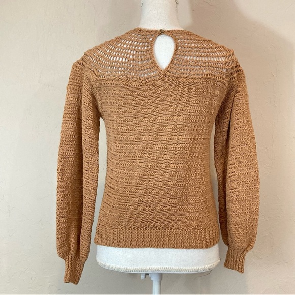Amuse Society Stevie Crochet Clay Brown Open Knit Sweater Size XS - Picture 4 of 8